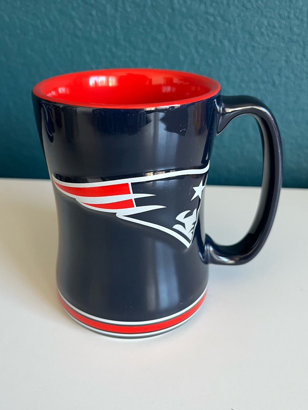 Boelter Brands NFL 14oz Ceramic Relief Sculpted Mug New England Patriots NFL